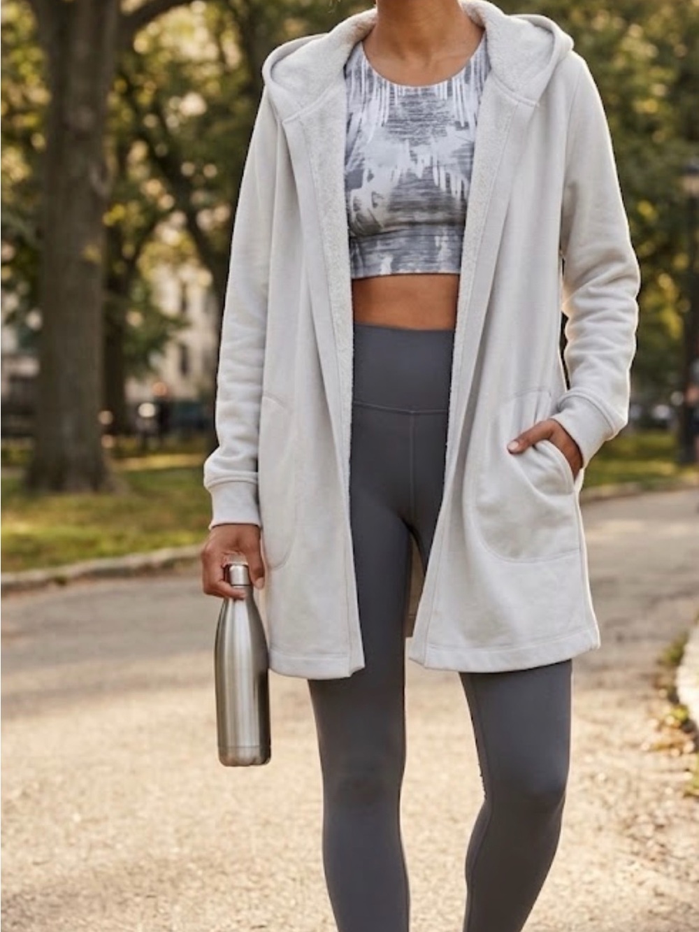 90 Degree By Reflex Light Gray Hooded Raincoat